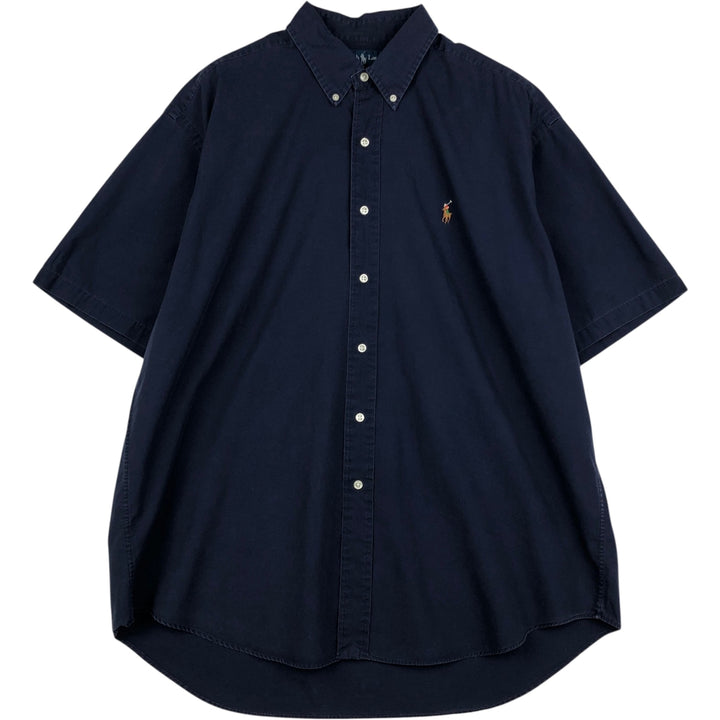 Ralph Lauren BLAKE short sleeve button down shirt, men's XL size cotton navy blue type Vintage Second Hand