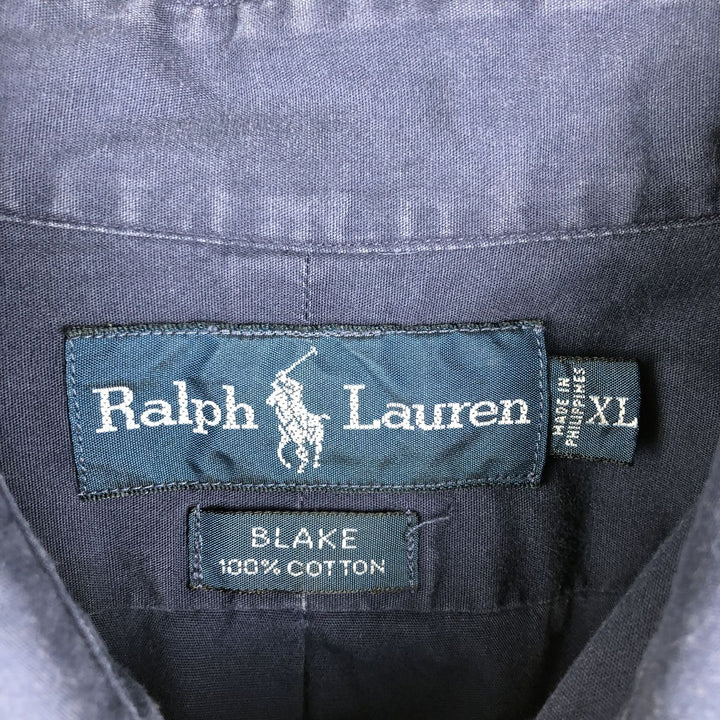 Ralph Lauren BLAKE short sleeve button down shirt, men's XL size cotton navy blue type Vintage Second Hand