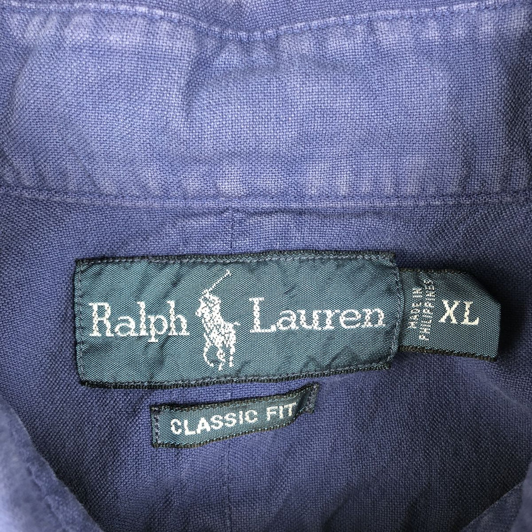 Ralph Lauren Classic Fit Short Sleeve Button Down Shirt Men's XL cotton navy blue type Vintage Second Hand