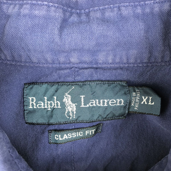Ralph Lauren Classic Fit Short Sleeve Button Down Shirt Men's XL cotton navy blue type Vintage Second Hand