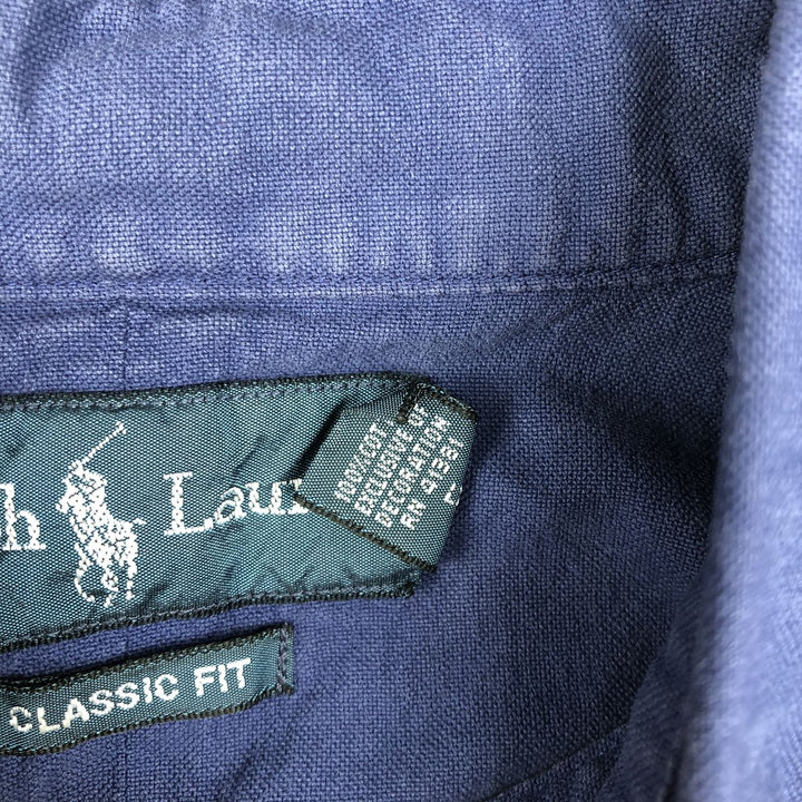 Ralph Lauren Classic Fit Short Sleeve Button Down Shirt Men's XL cotton navy blue type Vintage Second Hand