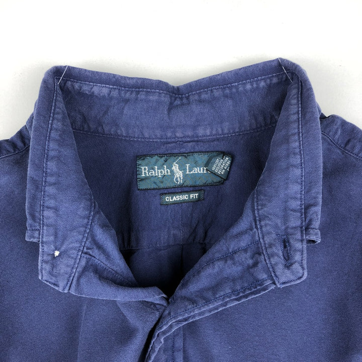 Ralph Lauren Classic Fit Short Sleeve Button Down Shirt Men's XL cotton navy blue type Vintage Second Hand