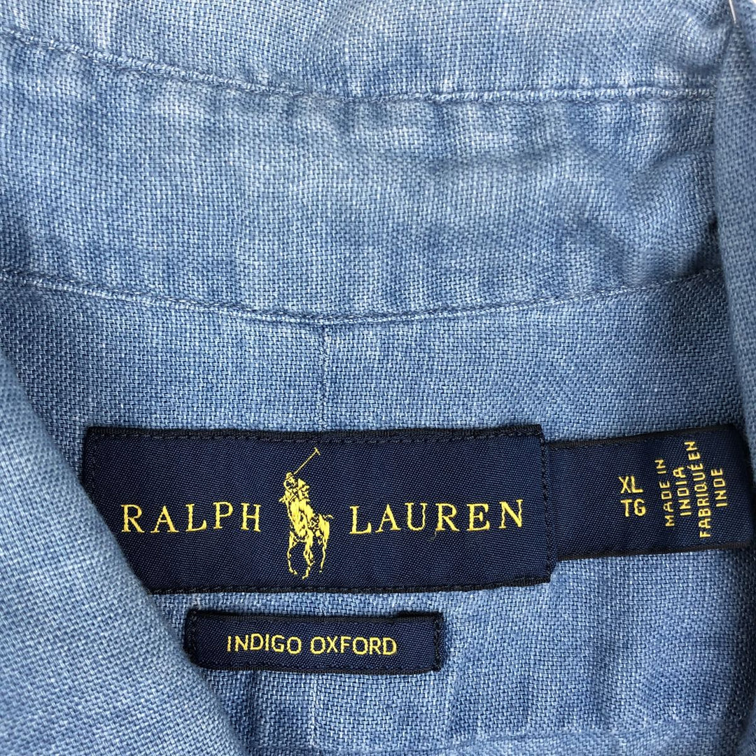 Ralph Lauren short sleeve button down shirt, men's XL size cotton blue type Vintage Second Hand