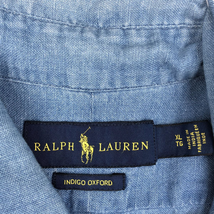 Ralph Lauren short sleeve button down shirt, men's XL size cotton blue type Vintage Second Hand