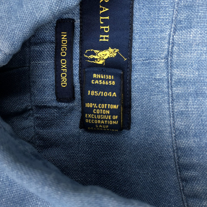 Ralph Lauren short sleeve button down shirt, men's XL size cotton blue type Vintage Second Hand