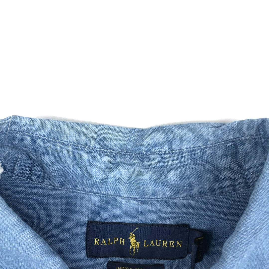 Ralph Lauren short sleeve button down shirt, men's XL size cotton blue type Vintage Second Hand