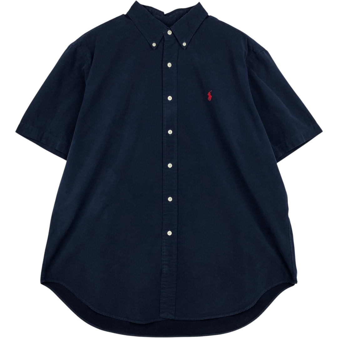 Ralph Lauren Classic Fit Short Sleeve Button Down Shirt Men's XL cotton navy blue type Vintage Second Hand