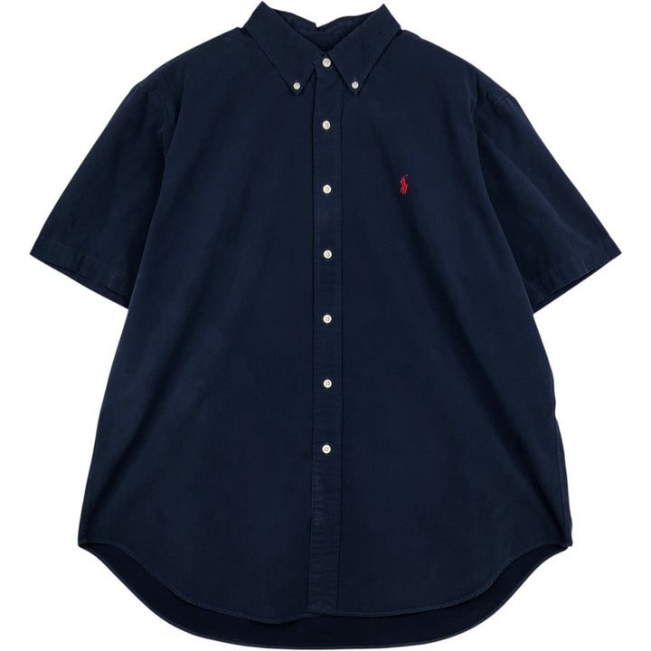 Ralph Lauren Classic Fit Short Sleeve Button Down Shirt Men's XL cotton navy blue type Vintage Second Hand