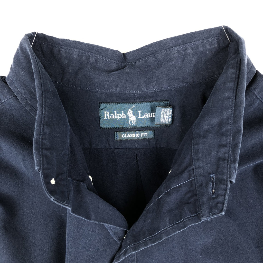 Ralph Lauren Classic Fit Short Sleeve Button Down Shirt Men's XL cotton navy blue type Vintage Second Hand