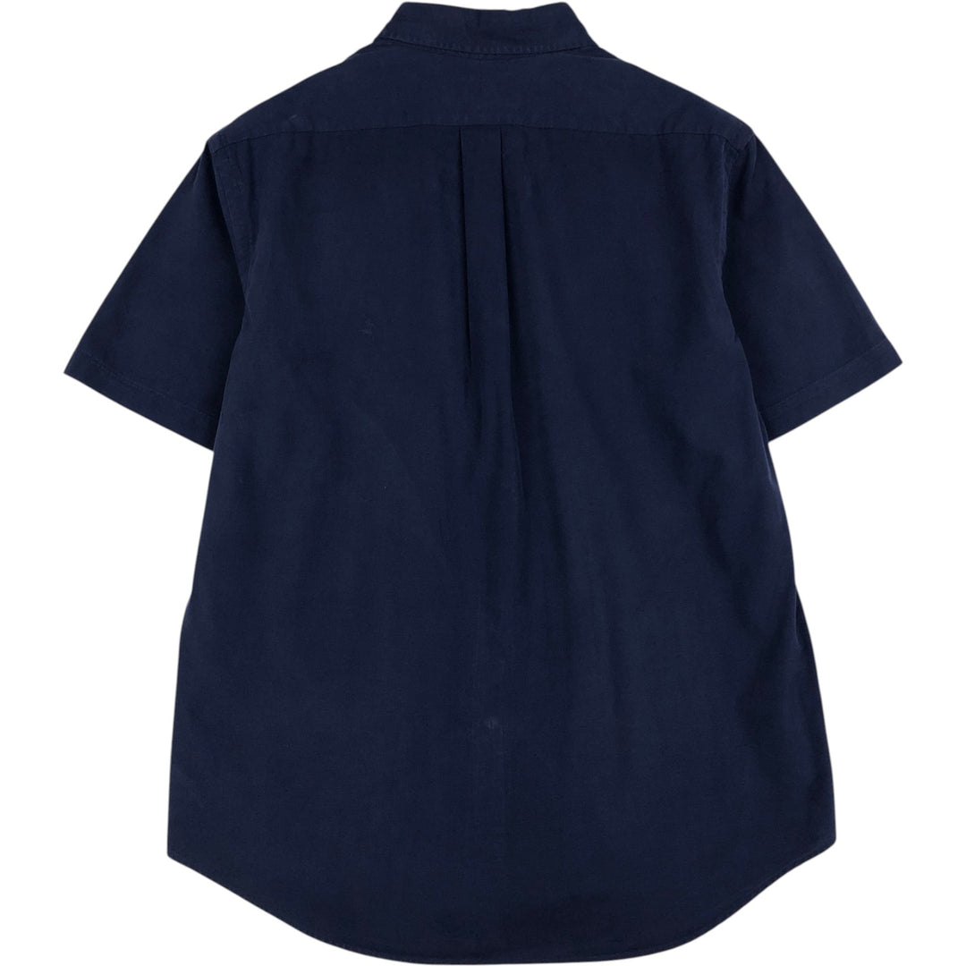 Ralph Lauren short sleeve button down shirt, men's size L cotton navy blue type Vintage Second Hand