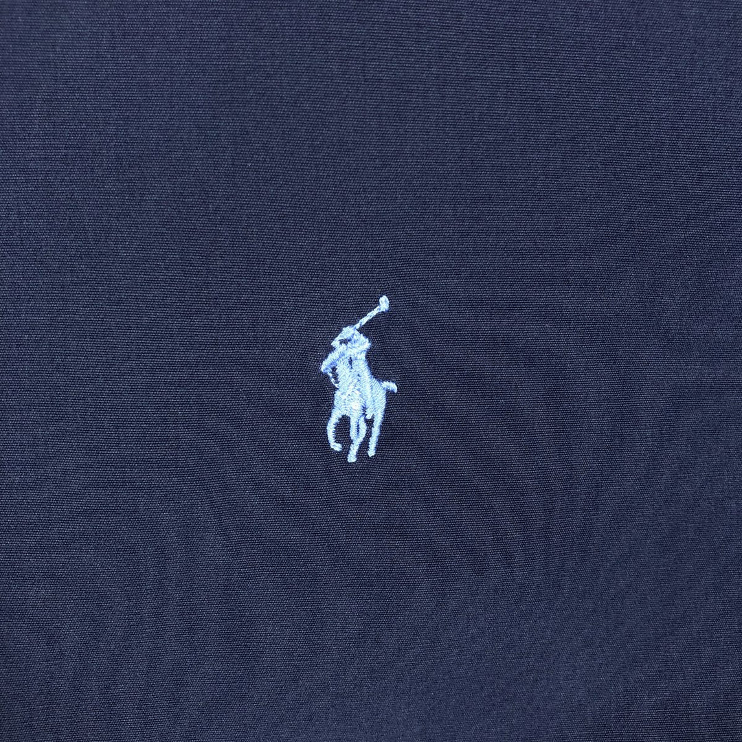 Ralph Lauren short sleeve button down shirt, men's size L cotton navy blue type Vintage Second Hand