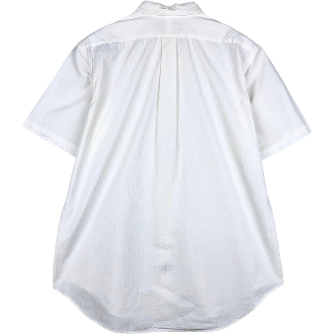 Ralph Lauren Classic Fit Seersucker Short Sleeve Button Down Shirt Men's Size L cotton white type Vintage Second Hand