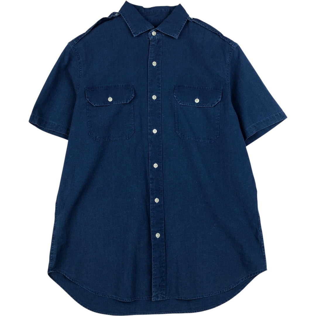 Ralph Lauren POLO RALPH LAUREN Short-Sleeve Cotton Shirt, Men's Size M (approx.) cotton Navy blue Vintage Second Hand