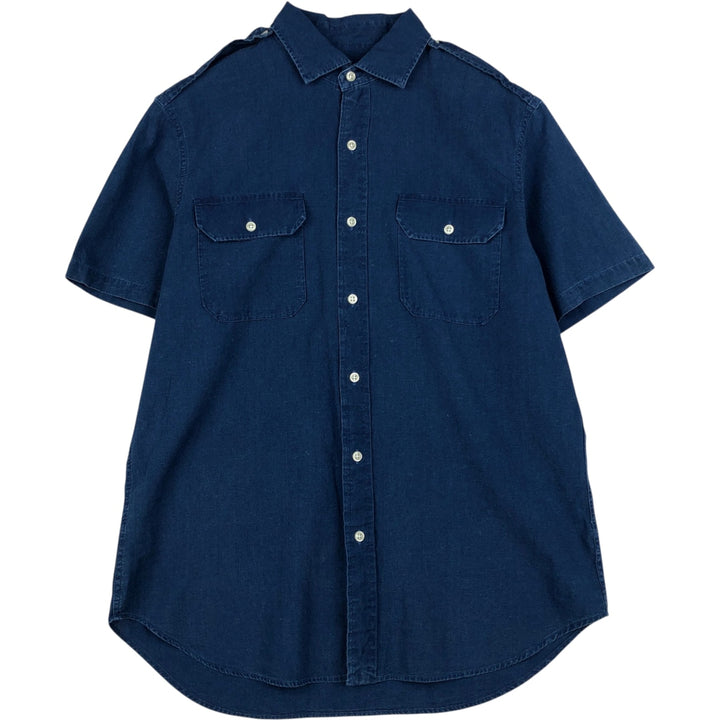 Ralph Lauren POLO RALPH LAUREN Short-Sleeve Cotton Shirt, Men's Size M (approx.) cotton Navy blue Vintage Second Hand