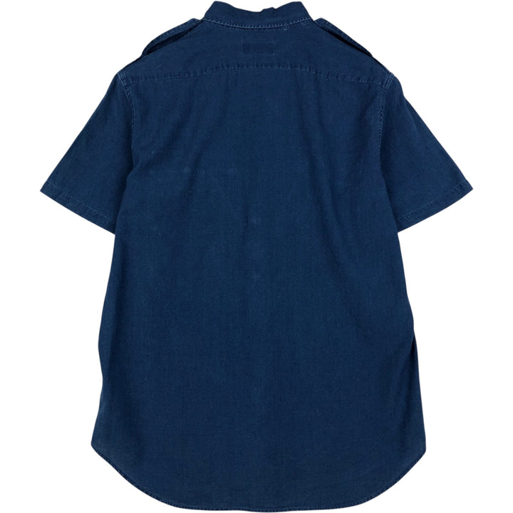 Ralph Lauren POLO RALPH LAUREN Short-Sleeve Cotton Shirt, Men's Size M (approx.) cotton Navy blue Vintage Second Hand