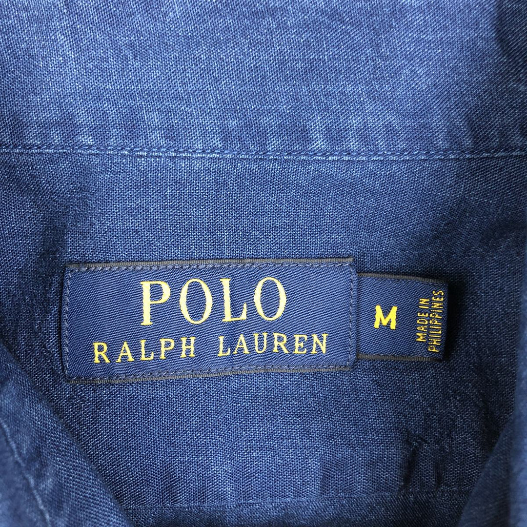 Ralph Lauren POLO RALPH LAUREN Short-Sleeve Cotton Shirt, Men's Size M (approx.) cotton Navy blue Vintage Second Hand