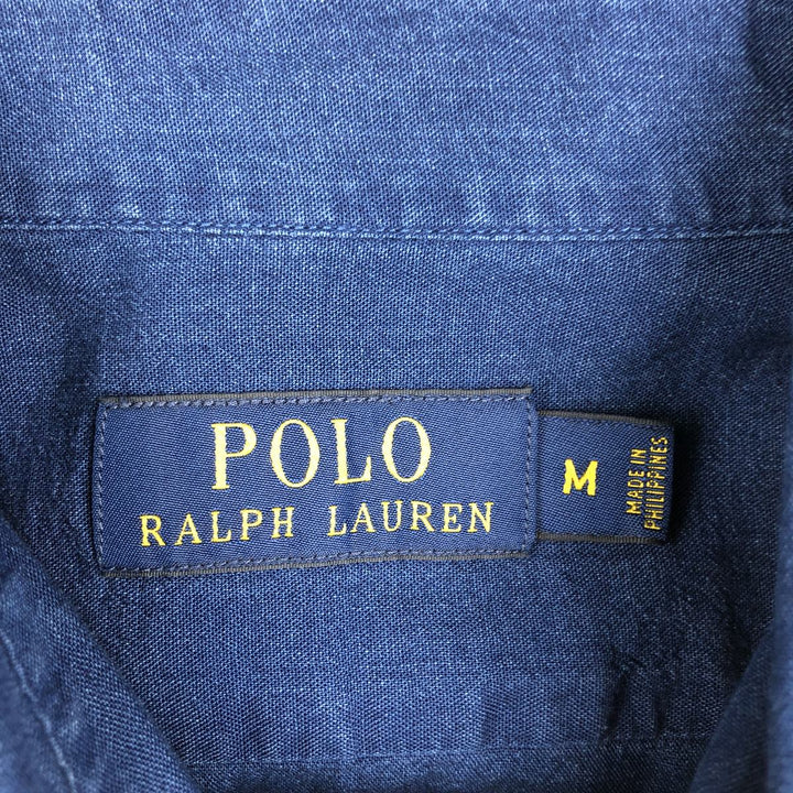 Ralph Lauren POLO RALPH LAUREN Short-Sleeve Cotton Shirt, Men's Size M (approx.) cotton Navy blue Vintage Second Hand