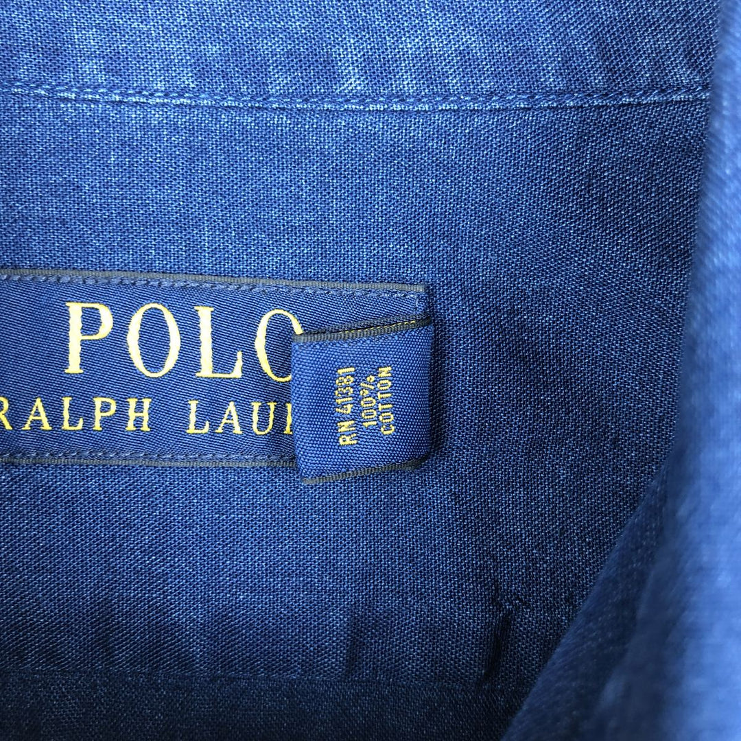 Ralph Lauren POLO RALPH LAUREN Short-Sleeve Cotton Shirt, Men's Size M (approx.) cotton Navy blue Vintage Second Hand