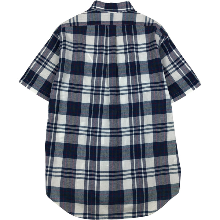 Ralph Lauren BLAKE short sleeve button down check shirt, men's size M cotton Navy blue Vintage Second Hand