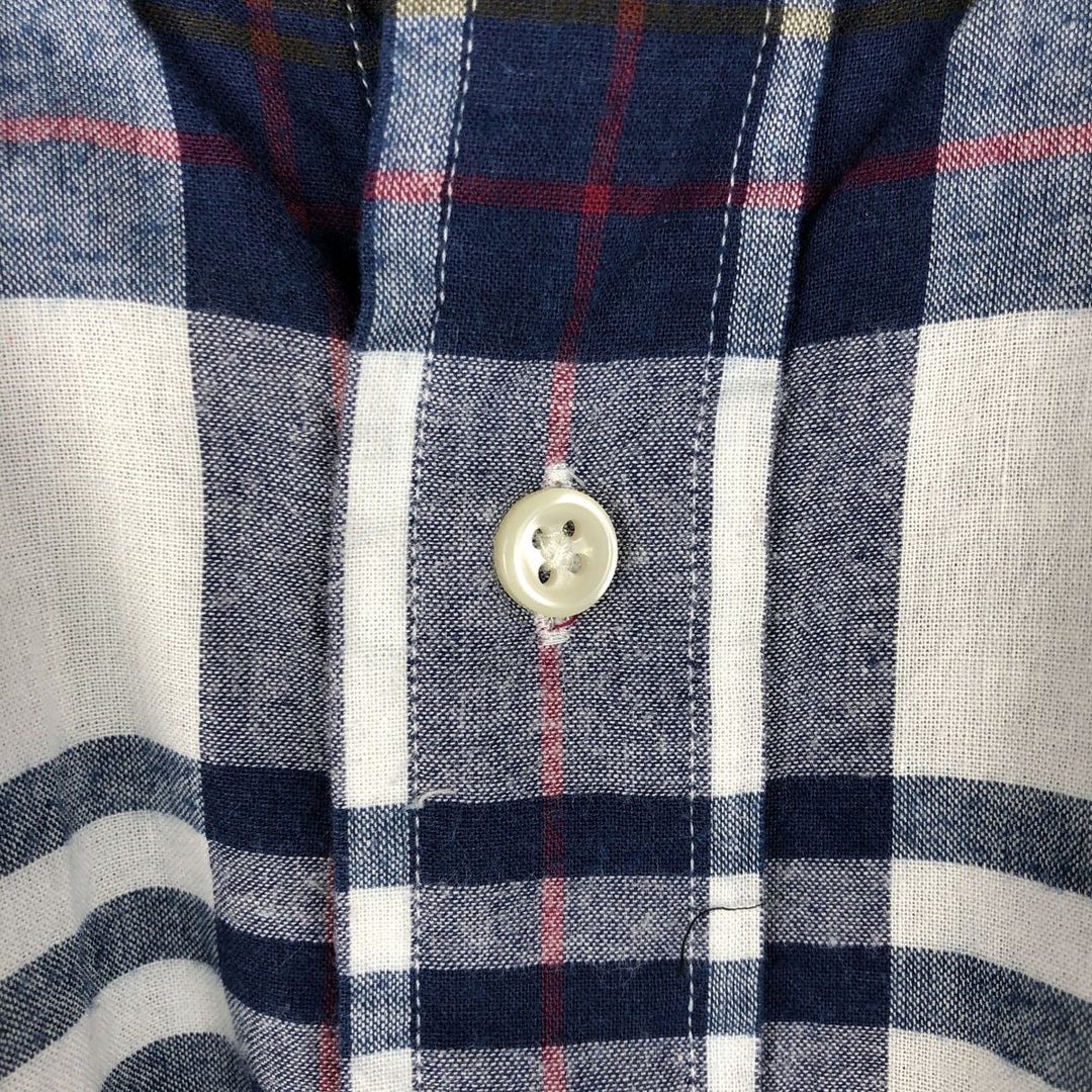 Ralph Lauren BLAKE short sleeve button down check shirt, men's size M cotton Navy blue Vintage Second Hand