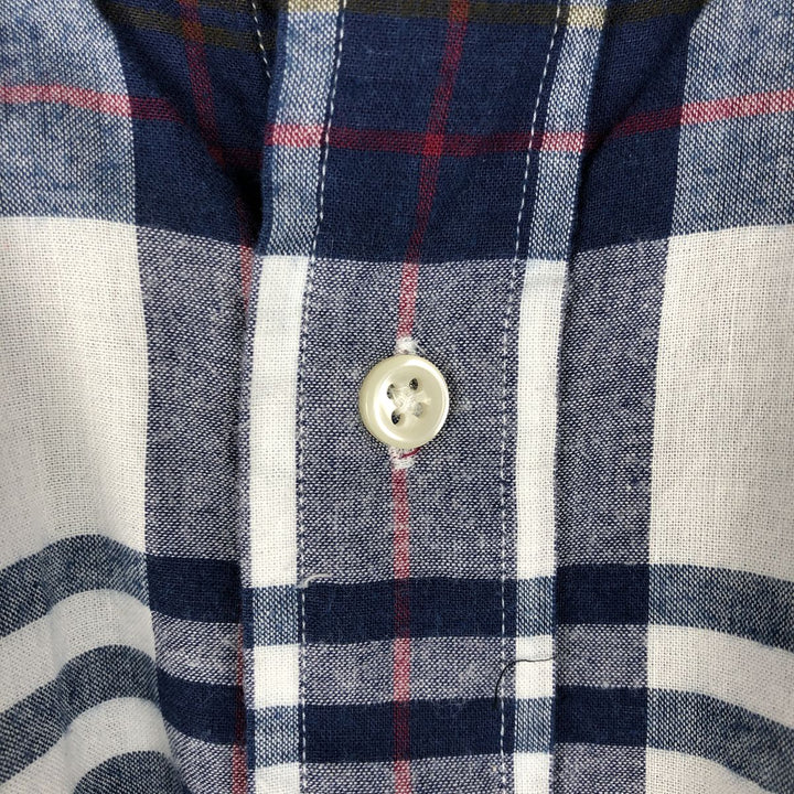 Ralph Lauren BLAKE short sleeve button down check shirt, men's size M cotton Navy blue Vintage Second Hand