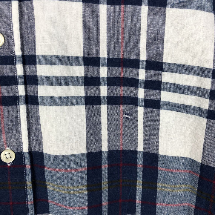 Ralph Lauren BLAKE short sleeve button down check shirt, men's size M cotton Navy blue Vintage Second Hand