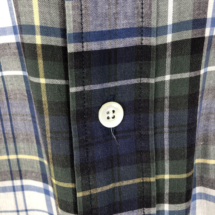 Ralph Lauren POLO by Ralph Lauren CUSTOM FIT short sleeve button down check shirt men's XL size cotton navy blue type Vintage Second Hand