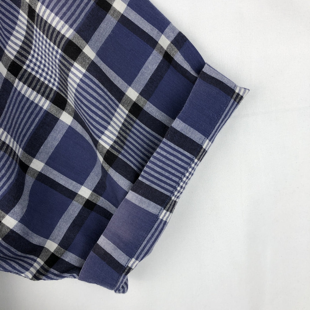 Ralph Lauren BLAIRE short sleeve button down check shirt, men's size L cotton Navy blue Vintage Second Hand