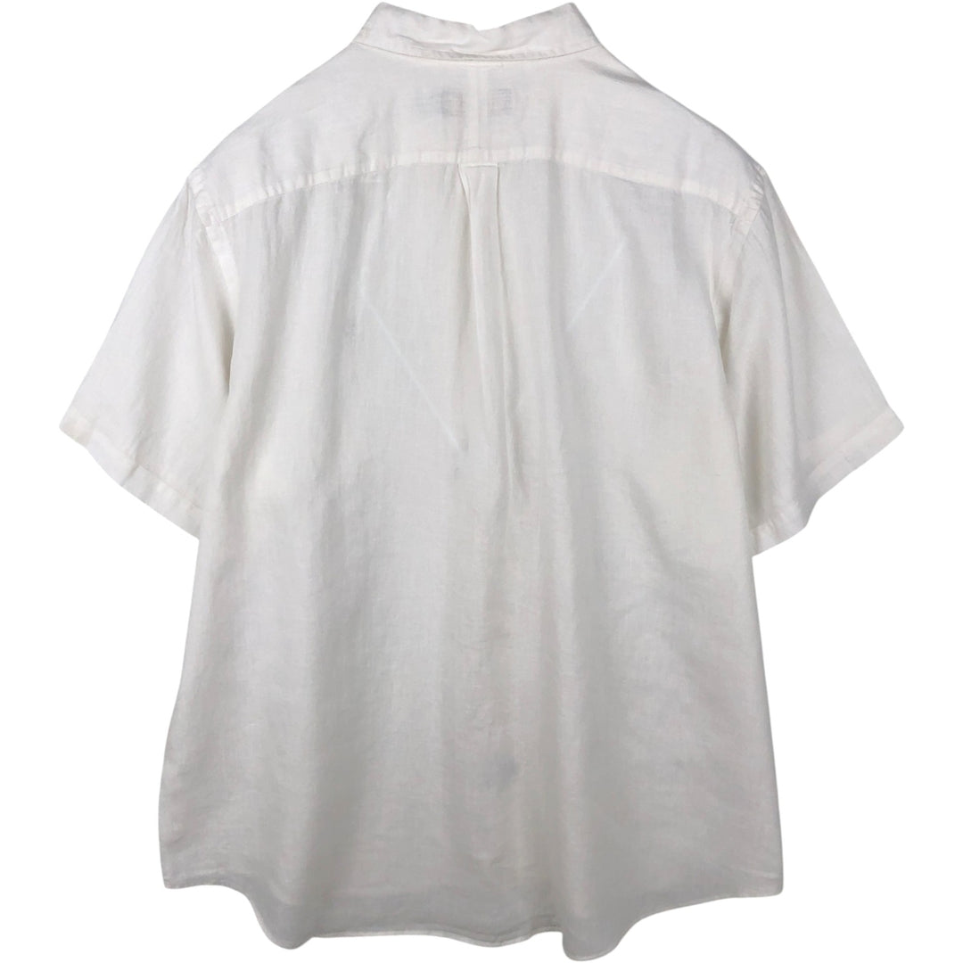 Ralph Lauren short sleeve linen button down shirt, men's size XXL linen white type Vintage Second Hand