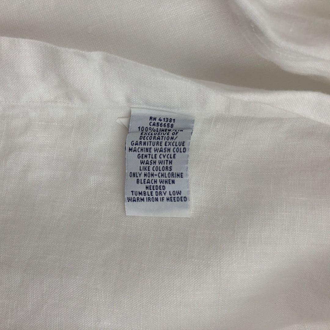 Ralph Lauren short sleeve linen button down shirt, men's size XXL linen white type Vintage Second Hand