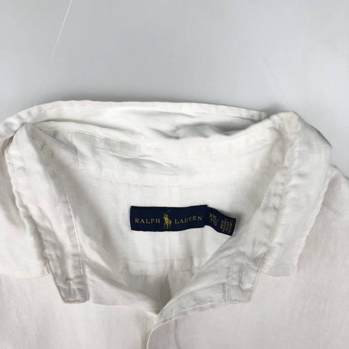 Ralph Lauren short sleeve linen button down shirt, men's size XXL linen white type Vintage Second Hand