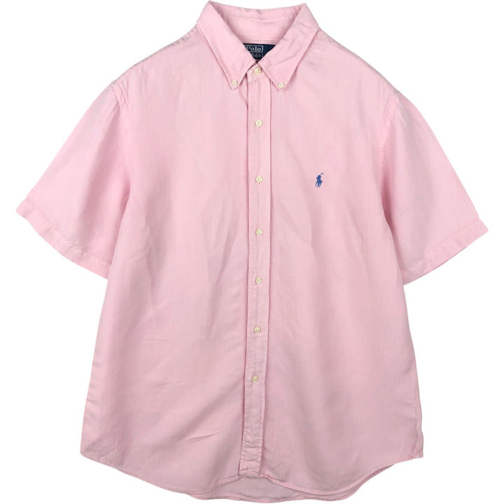Ralph Lauren POLO by Ralph Lauren CUSTOM FIT short sleeve linen button down shirt men's XL size linen pink type Vintage Second Hand