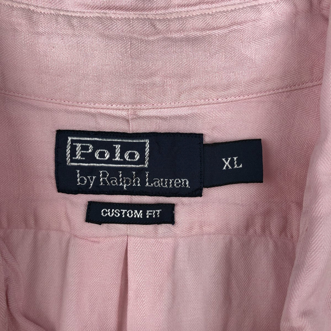 Ralph Lauren POLO by Ralph Lauren CUSTOM FIT short sleeve linen button down shirt men's XL size linen pink type Vintage Second Hand