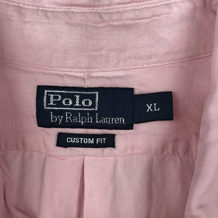 Ralph Lauren POLO by Ralph Lauren CUSTOM FIT short sleeve linen button down shirt men's XL size linen pink type Vintage Second Hand