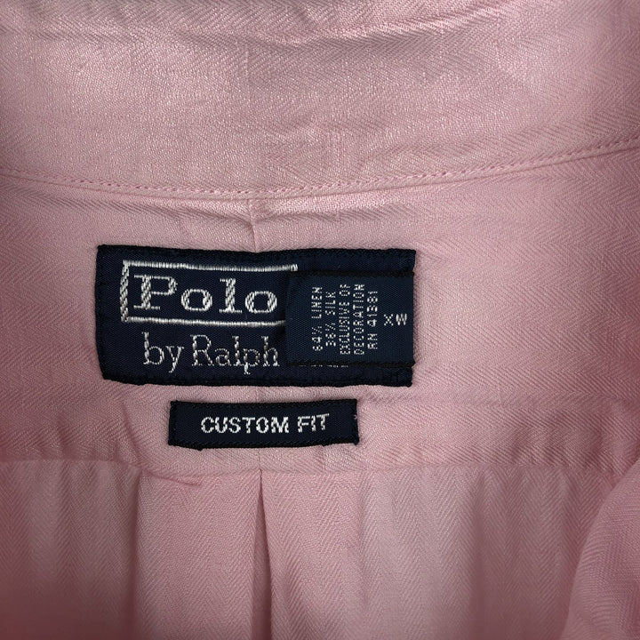 Ralph Lauren POLO by Ralph Lauren CUSTOM FIT short sleeve linen button down shirt men's XL size linen pink type Vintage Second Hand