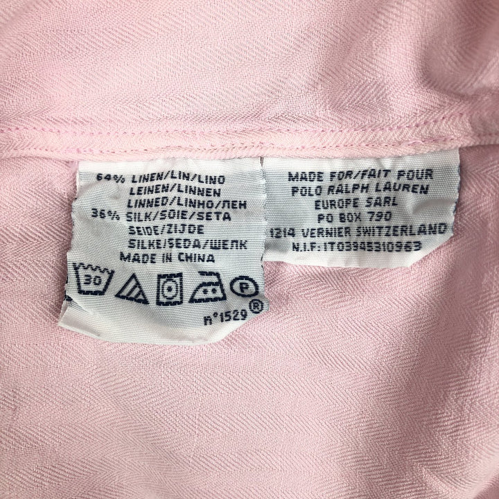 Ralph Lauren POLO by Ralph Lauren CUSTOM FIT short sleeve linen button down shirt men's XL size linen pink type Vintage Second Hand