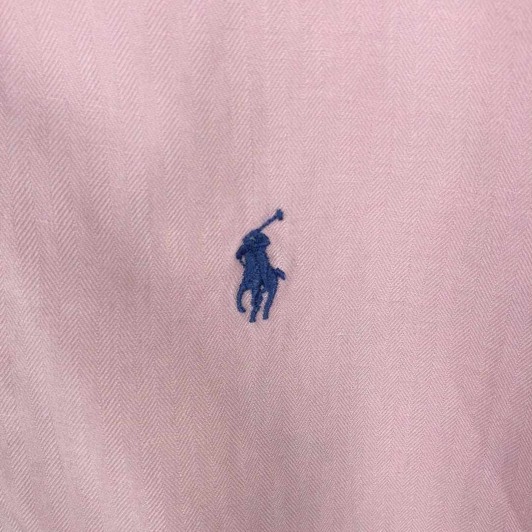 Ralph Lauren POLO by Ralph Lauren CUSTOM FIT short sleeve linen button down shirt men's XL size linen pink type Vintage Second Hand