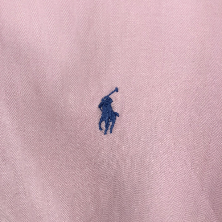 Ralph Lauren POLO by Ralph Lauren CUSTOM FIT short sleeve linen button down shirt men's XL size linen pink type Vintage Second Hand