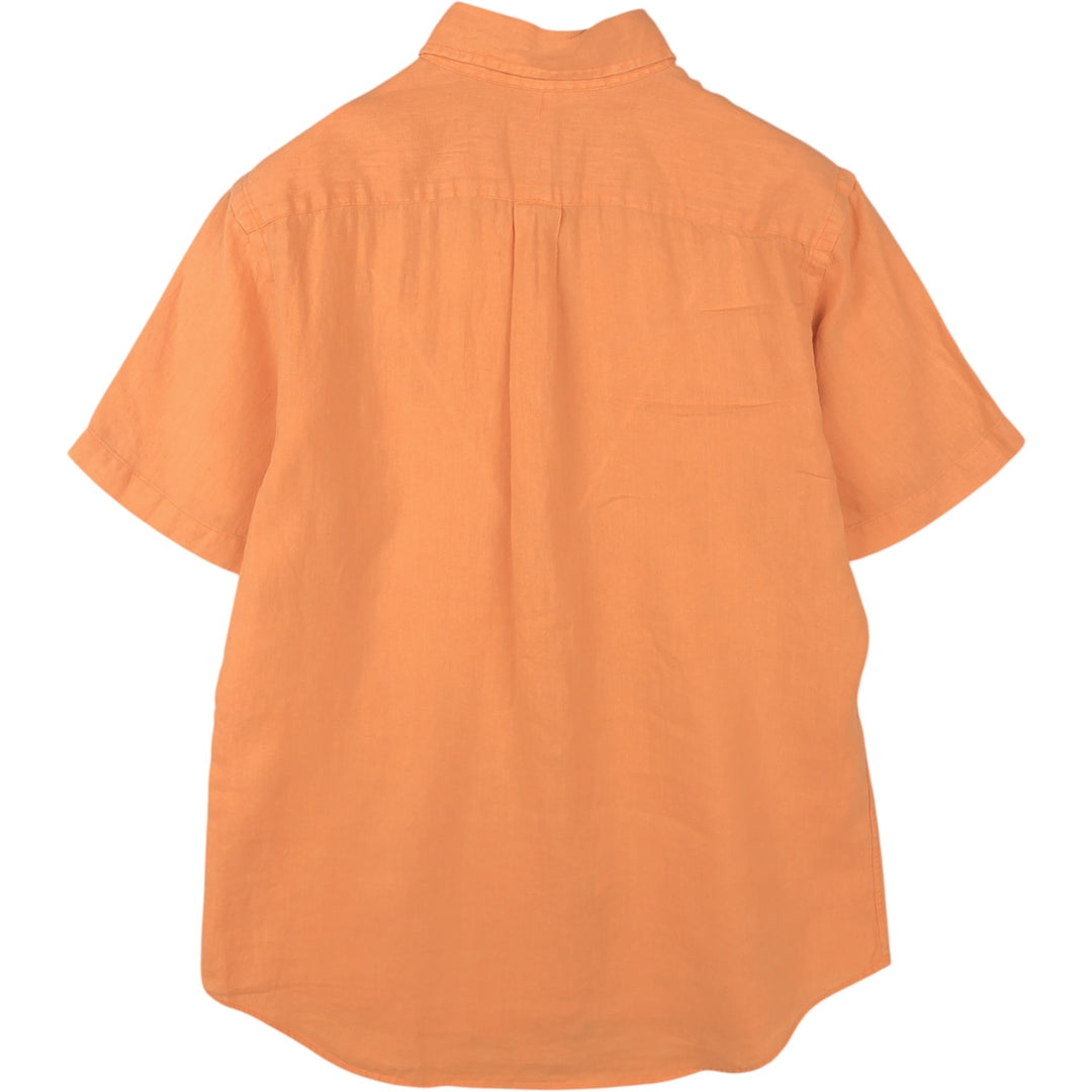 Ralph Lauren short sleeve linen button down shirt, men's size M linen orange type Vintage Second Hand
