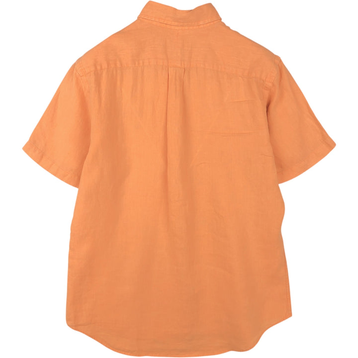 Ralph Lauren short sleeve linen button down shirt, men's size M linen orange type Vintage Second Hand