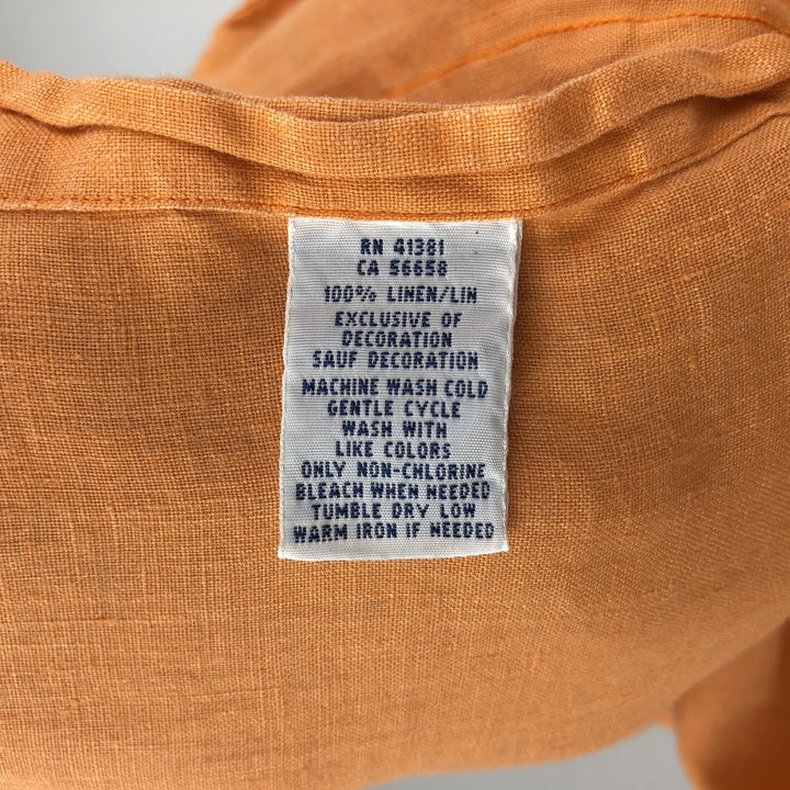 Ralph Lauren short sleeve linen button down shirt, men's size M linen orange type Vintage Second Hand