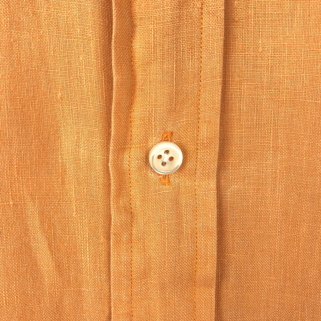 Ralph Lauren short sleeve linen button down shirt, men's size M linen orange type Vintage Second Hand