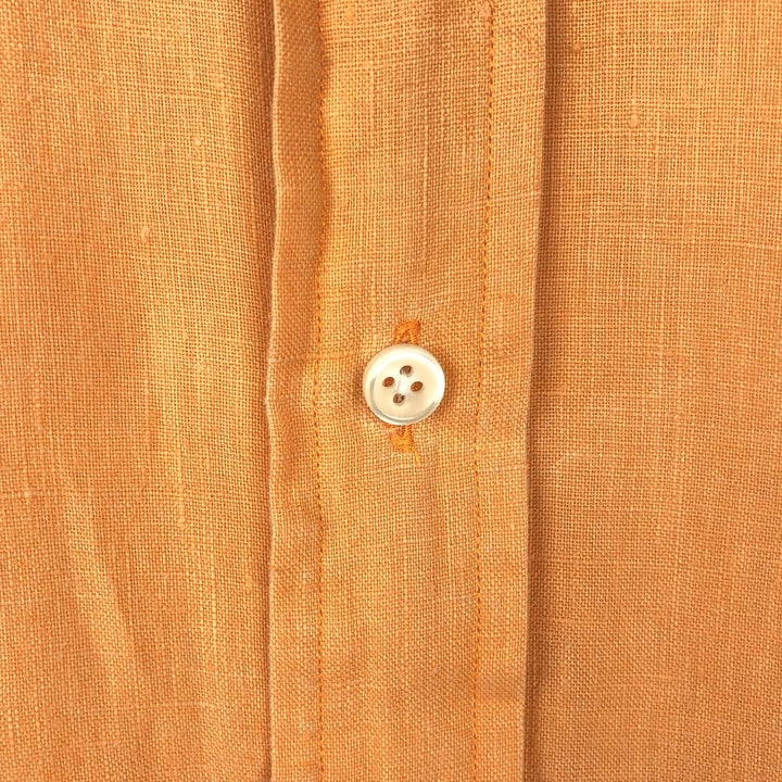 Ralph Lauren short sleeve linen button down shirt, men's size M linen orange type Vintage Second Hand