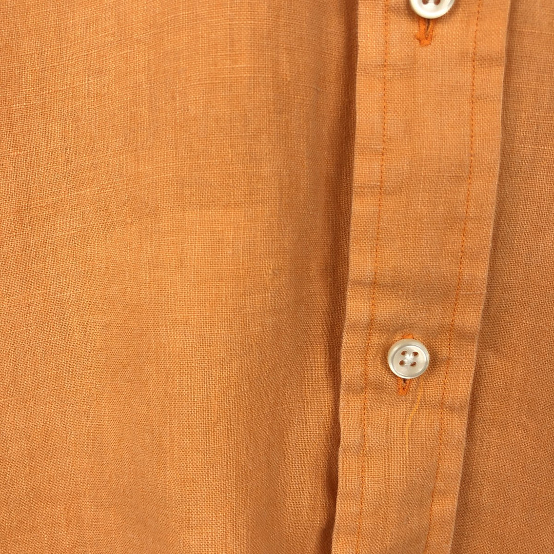Ralph Lauren short sleeve linen button down shirt, men's size M linen orange type Vintage Second Hand