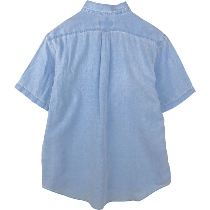 Ralph Lauren short sleeve linen button down shirt, men's size XL linen Blue type light blue Vintage Second Hand