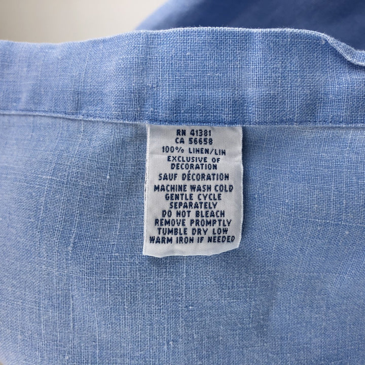 Ralph Lauren short sleeve linen button down shirt, men's size XL linen Blue type light blue Vintage Second Hand