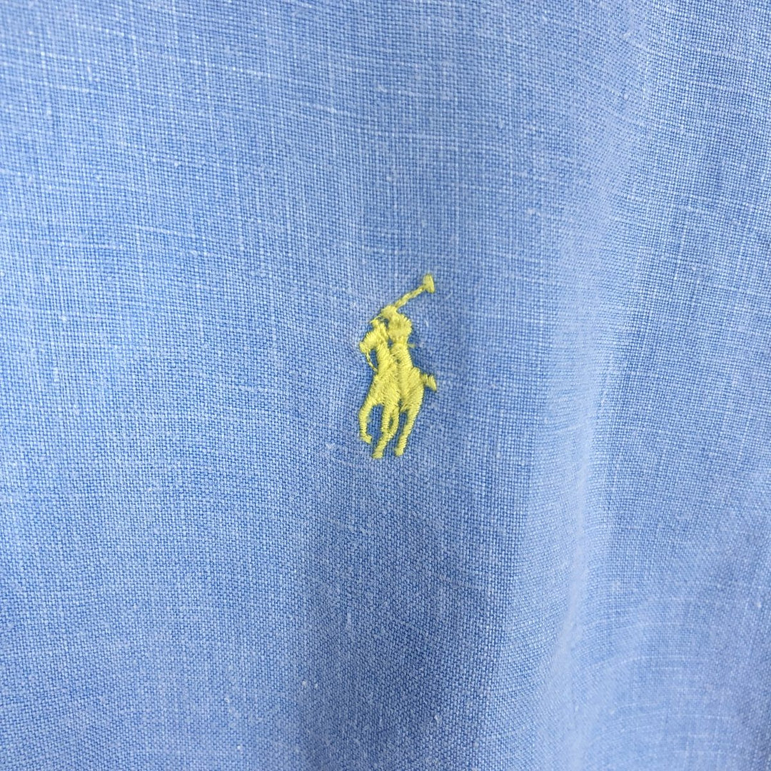 Ralph Lauren short sleeve linen button down shirt, men's size XL linen Blue type light blue Vintage Second Hand