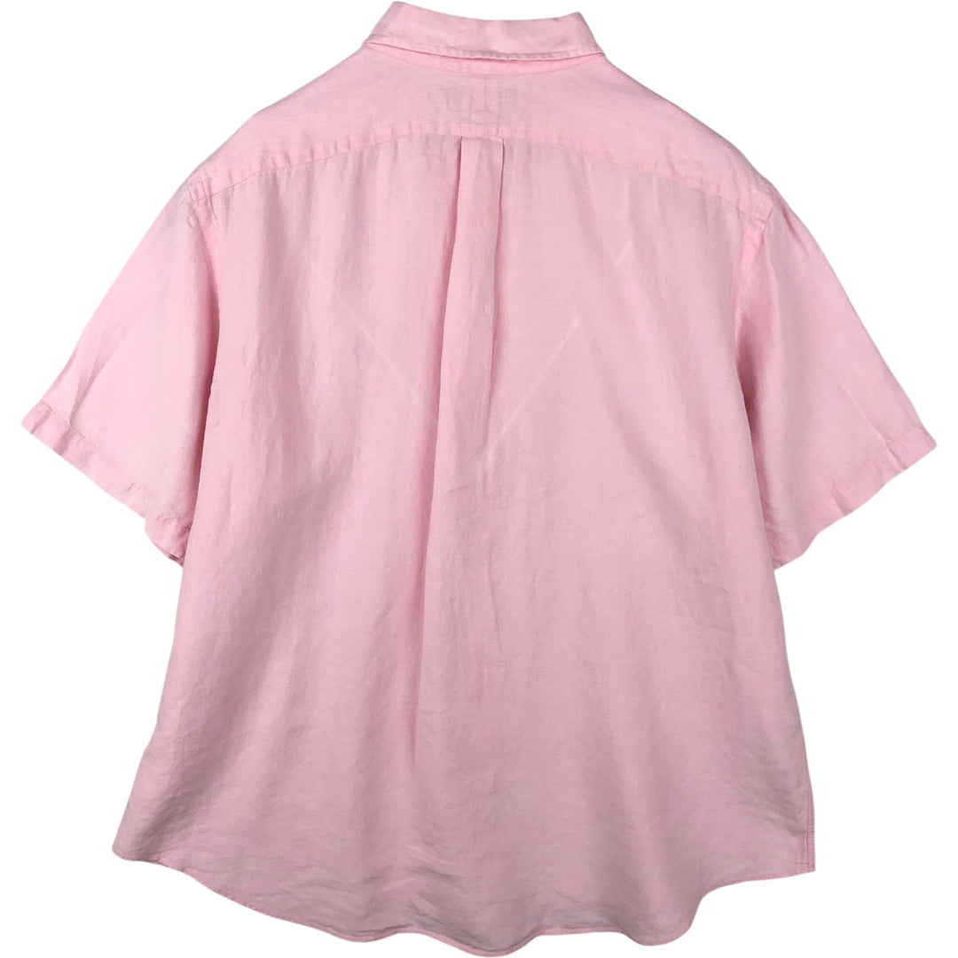 Ralph Lauren CLASSIC FIT Short-Sleeve Linen Button-Down Shirt, Men's Size XXL (approx.) linen pink type Vintage Second Hand