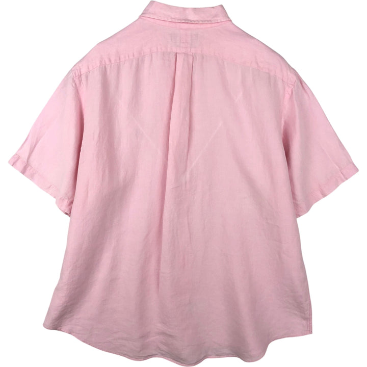 Ralph Lauren CLASSIC FIT Short-Sleeve Linen Button-Down Shirt, Men's Size XXL (approx.) linen pink type Vintage Second Hand