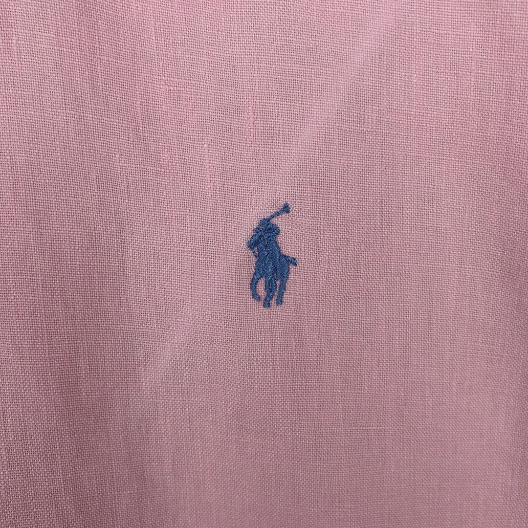 Ralph Lauren CLASSIC FIT Short-Sleeve Linen Button-Down Shirt, Men's Size XXL (approx.) linen pink type Vintage Second Hand